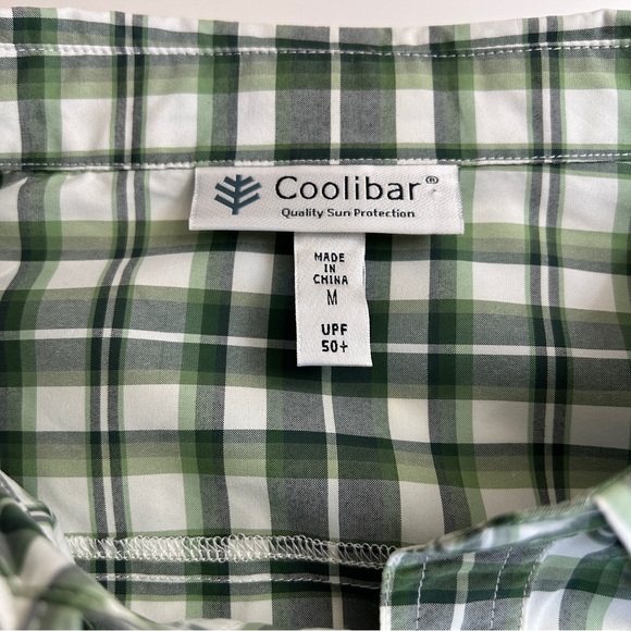 Coolibar men’s long sleeve green check plaid button down size M - Picture 7 of 10